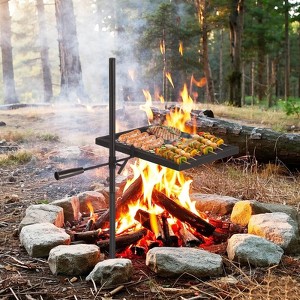 Campfire Grill Grate & Portable Adjustable Grill Stand with Swivel Design for Outdoor Cooking - 1 of 4