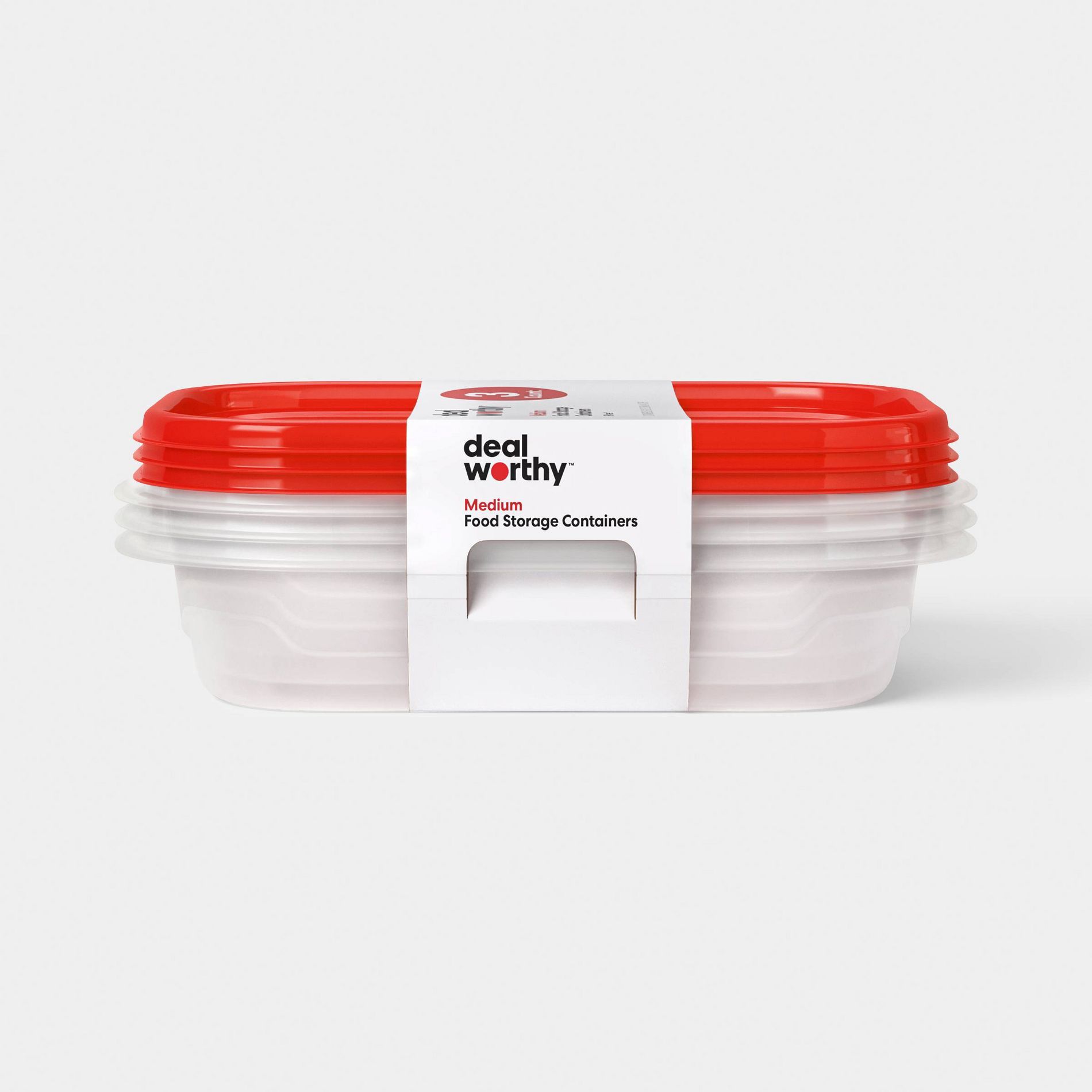 Medium Rectangle Food Storage Containers - 32oz/3ct - Dealworthy™
