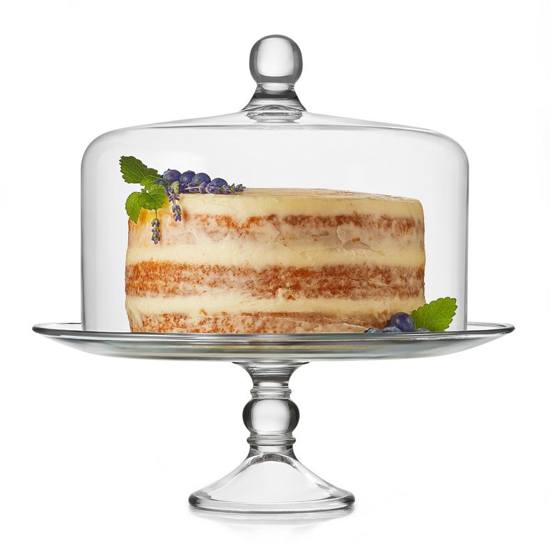 Libbey Selene Glass Cake Stand with Dome, 1 of 9
