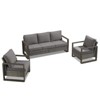 POCASSY Outdoor Sofa Couch Set with Club Lounge Chair, Patio Furniture Set with Wood Grain Square Armrest - 2 of 4