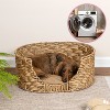 THE LICKER STORE Perri Classic Farmhouse Handwoven Hyacinth Oval Pet Bed with Machine-Washable Cushion - 2 of 4