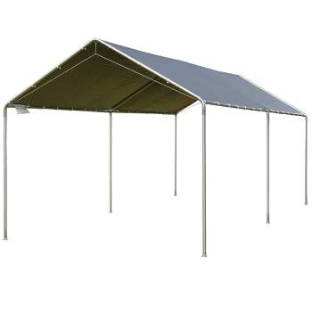 Outsunny 10'x20' Carport Heavy Duty Galvanized Car Canopy with Included Anchor Kit, 3 Reinforced Steel Cables