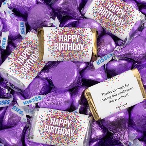 Birthday Candy Party Favors Hershey's Miniatures Chocolate and Kisses by Just Candy - Available in Multiple Colors - 1 of 2