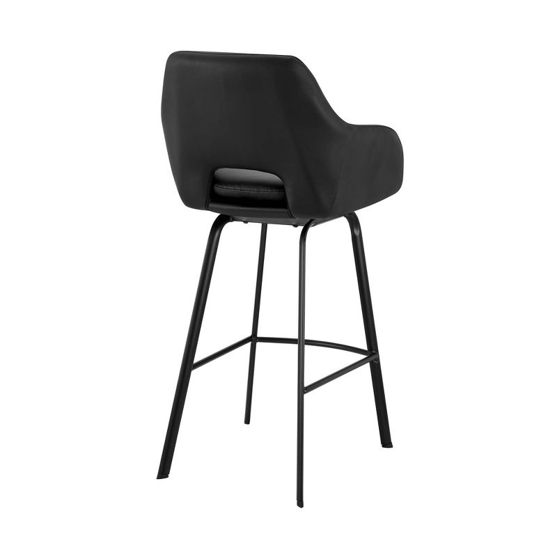 30&#34; Aura Swivel Counter Height Barstool with Black Faux Leather Black Metal - Armen Living, 5 of 12