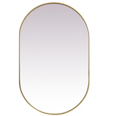 Elegant Lighting Metal Frame Oval Mirror 30x48 Inch in Brass