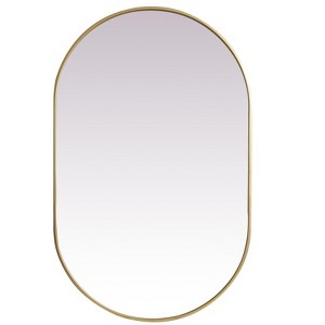 Elegant Lighting Metal Frame Oval Mirror, 30x48 Inch, Brass Finish - 1 of 4