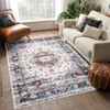 Washable Vintage Medallion Rug Non Slip Low Pile Rug Soft Throw Floor Cover Foldable Indoor Carpet for Living Room Bedroom - 3 of 4