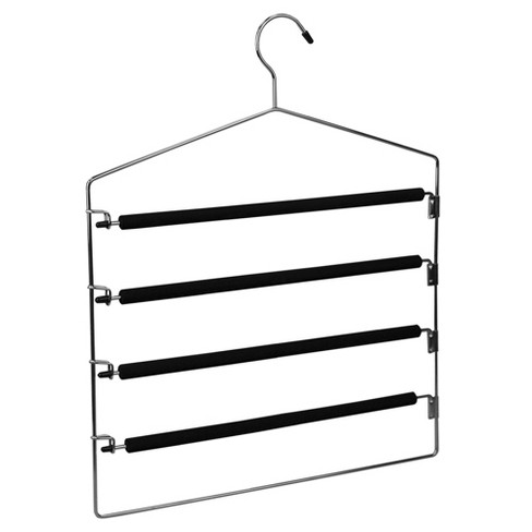 Home Basics 3-Piece Flocked Trouser Hanger, Black