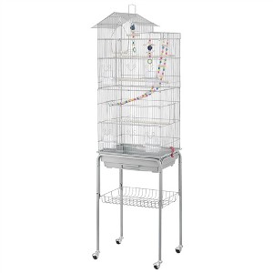 Yaheetech Roof Top Birdcage Parrot Cage with Detachable Rolling Stand Wrought Iron - 1 of 4