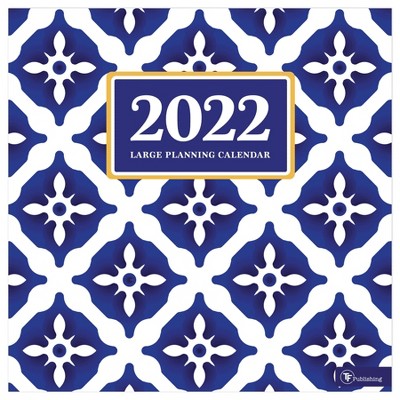 2022 Wall Calendar Big Grid Blue Mosaic - The Time Factory