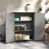 Resenkos Storage Garden Shed,Garden Sheds,Outdoor Garden Shed with Asphalt Roof, 2 Shelves, Lockable Doors and Adjustable Feet, Gray - 2 of 4
