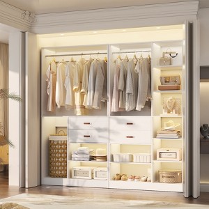 Besiost 80-In Closet System Set with Wood Drawers, Freestanding Closet Organizer with Clothes Rack - 1 of 4