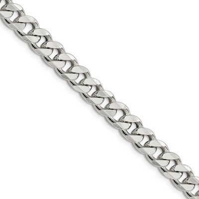 Black Bow Jewelry Men's 8mm, Sterling Silver Solid Flat Curb Chain Necklace