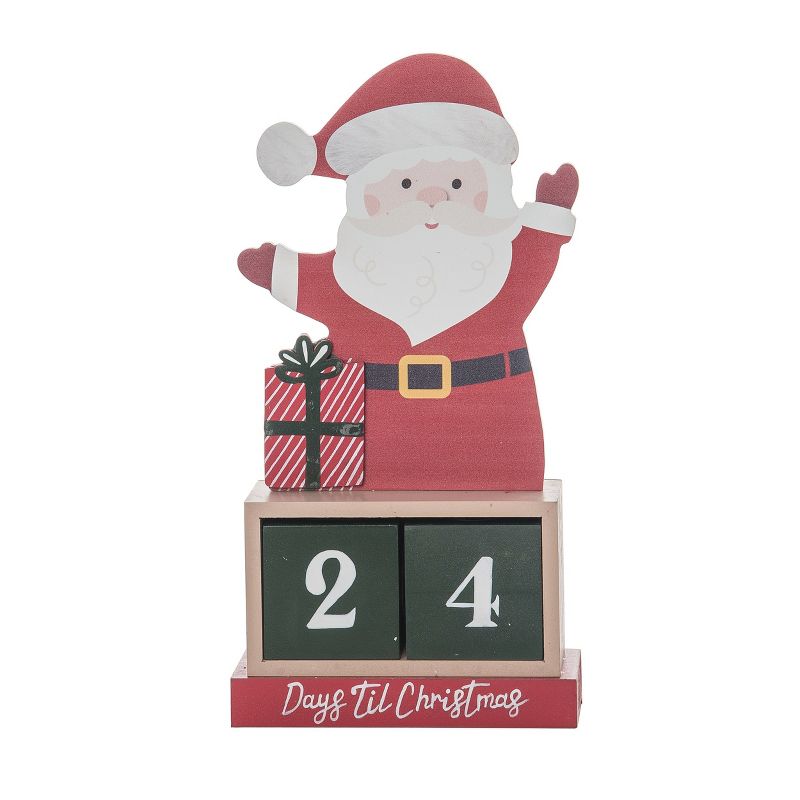 Transpac Wood 9.76 in. Multicolored Christmas Santa Block Countdown Set of 3, 1 of 2