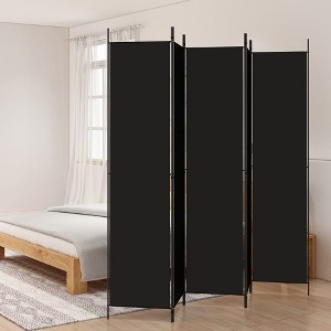 vidaXL 5-Panel Room Divider Black 98.4"x86.6" Fabric - 1 of 4