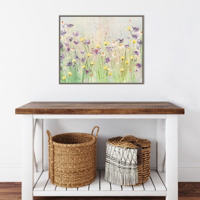 Pastel Floral Meadow Framed Canvas Wall Art Print