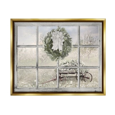 Stupell Industries Rustic Meadow Floral Wagon Framed Canvas