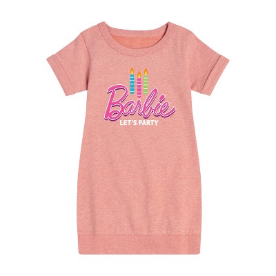 - Barbie - Let's Party Graphic Short Sleeve Fleece Dress