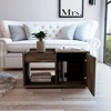 Vynxaria Brown Dark Walnut Single Door Cabinet Coffee Table - 2 of 4