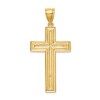 Black Bow Jewelry Men's 14k Yellow Gold Diamond-Cut Bordered Cross Pendant, 26 x 55mm - 3 of 4