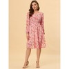 Allegra K Women's Floral Print V-Neck Smocked Waist Midi Dress - 3 of 4