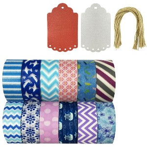 Wrapables Washi Tapes Decorative Masking Tapes, Set of 12 - 1 of 4