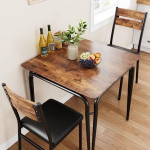 Jojoka Dining Table Set for 2, Compact Square Dinette with Thick Cushioned Upholstered Chairs - 1 of 4
