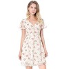 Allegra K Women's Floral Printed Flare Short Sleeve Lace-up V Neck A-Line Chiffon Dress - 2 of 4