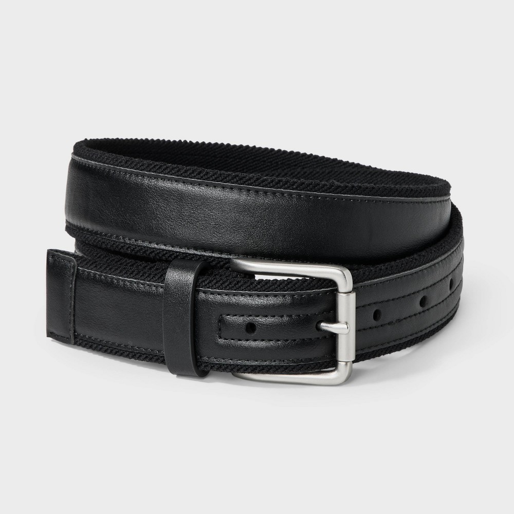 Photos - Belt Men's Fabric with Overlay Webbed  - Goodfellow & Co™ Black XL