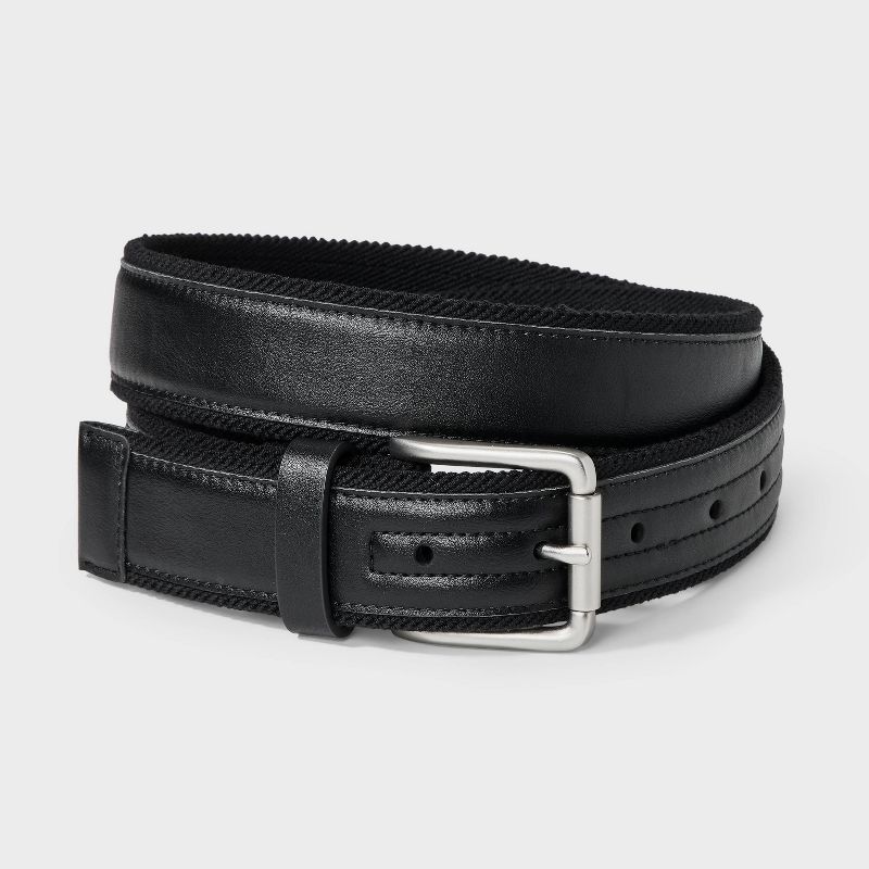 Men&#39;s Fabric with Overlay Webbed Belt - Goodfellow &#38; Co&#8482; Black, 1 of 5