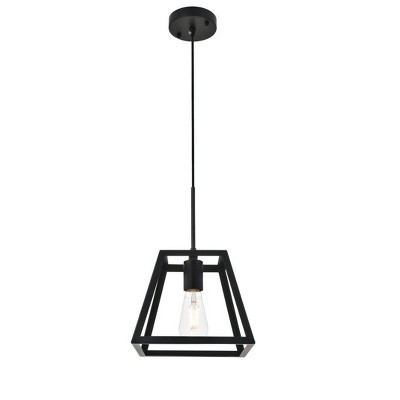 Resolute Contemporary Black Trapezoid Pendant Light 9.4"