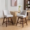 Set of 2 Counter Height Bar Stools, Elegant Linen Upholstered Swivel Chair with Rubberwood Legs - ModernLuxe - 2 of 4
