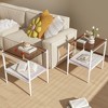 Okak 38.58" Modern Square Coffee Table End tables Set of 3 with Gray Tempered Glass Top and White Frame for Living Room/Office, Space-Saving - 3 of 4