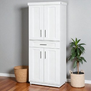 Modern Kitchen Pantry Cabinet with Drawer & Adjustable Shelves, Freestanding Storage Cupboard for Kitchen, Dining Room, or Living Room - 1 of 4