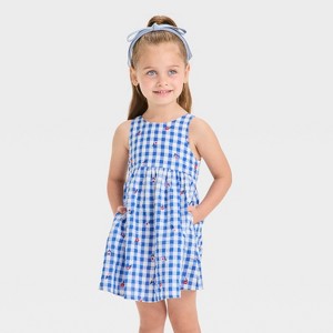 Toddler Girls' Gingham Dress - Cat & Jack™ Blue - 1 of 3