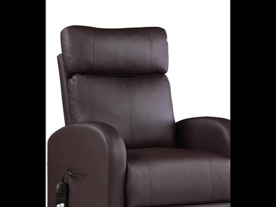 Ricardo Brown Faux Leather Swivel Recliner with Power Lift