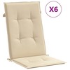 vidaXL Garden Highback Chair Cushions 6 pcs Beige 47.2"x19.7"x1.2" Fabric - 2 of 4