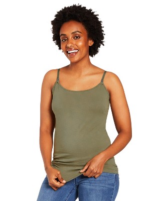 Image of Clip Down Nursing Cami-True Olive-M | Motherhood Maternity