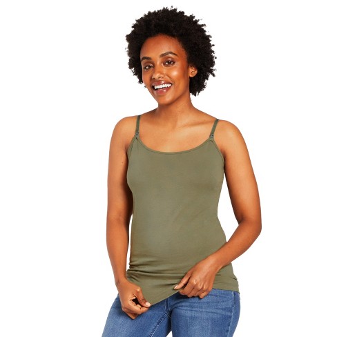 Clip Down Nursing Cami-True Olive-M | Motherhood Maternity