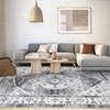 Non-Slip Rug Machine Washable 8x10 Oriental Distressed Vintage Area Rug Stain Resistant, Soft Low Pile, Foldable, Grey - 4 of 4