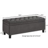 Tufted Upholstered Storage Bench with Spindle Wooden Legs, Faux Leather/Linen Entryway Bench with Hidden Storage, Bed End Ottoman - ModernLuxe - 3 of 4