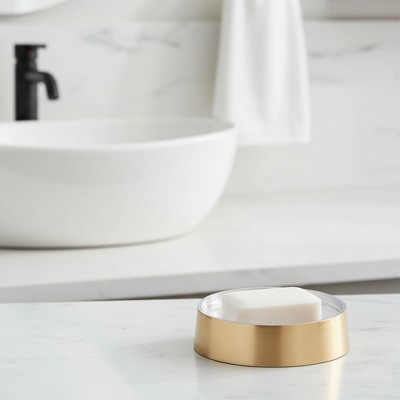 Evideco French Home Goods Sleek Brushed Soap Dish with Clear Bottom - Perfect for Elegant Bathroom Decor and Organizing Accessories