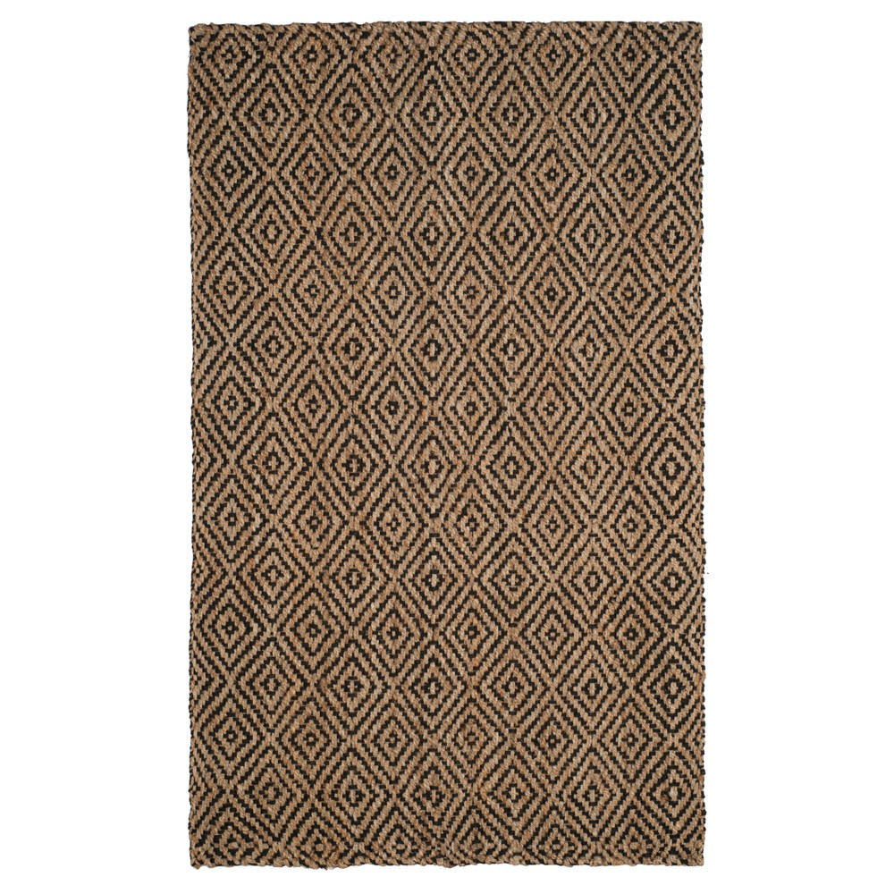 6'x9' Crista Geometric Woven Area Rug Natural/Black - Safavieh