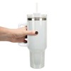 100 North 40 Ounce Stainless Steel Double Wall Insulated Glitter Travel Tumbler With Handle, Straw, and Lid, English Pointer White - 4 of 4