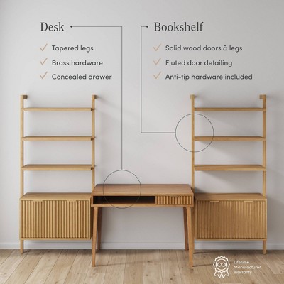 Nathan James Jasper Wood Fluted Desk Wall Unit - Thumbnail 4
