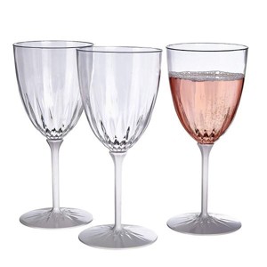 VINTAGE COLLECTION DISPOSABLE WINE GLASSES | Reusable Stemmed Wine Cups | for Upscale Wedding and Dining | Includes 6 Plastic Cups - 1 of 2