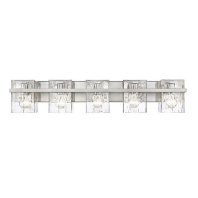 Bennington 36.25" Brushed Nickel Vanity Light with Rippled Glass Shades