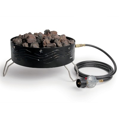 Camco 58041 Portable Campfire Outdoor Propane Heater Compact Fire Pit with Lava Rocks for Camping, Tailgating, and Patios, Black