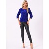 INSPIRE CHIC Women's Sparkle Sequin Cut Out Half Sleeve Party Club Velvet Blouse - 4 of 4