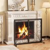 Tangkula 38 x 31 Inch Double Door Fireplace Screen w/ Magnetic Panels Stable Support Rear - 3 of 4